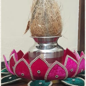 Velvet lotus base for kalsha Navratri Special