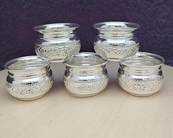 10 Pieces of German Silver Pooja Bowls-Pasupukumkuma bowls##Germansilveritems #germansilvertray #germansilverarticles #Germansilvertray