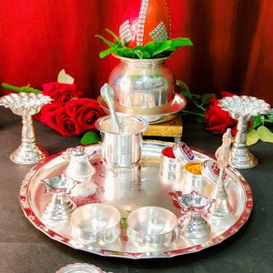 German Silver plated pooja set#Germansilveritems #germansilverarticles #germansilverpoojaitems