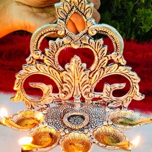 Pair of German silver Antique big size hanging Panchmukhi diya