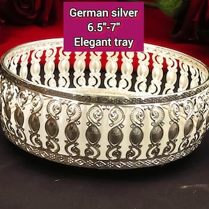 German silver puja thali, German Silver Tray, Hand Engraved Tray Germansilveritems #germansilverarticles #germansilverpoojaitems