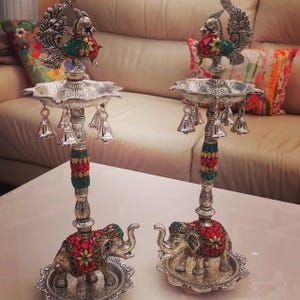 Return Gifts - German Silver 18 inches Big Diya Pair#Germansilveritems #germansilverarticles #germansilverpoojaitems
