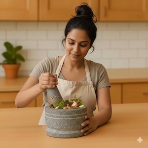 Natural Stone Chutney Grinder – Traditional Indian Sil Batta Mortar Pestle – Heavy Duty Khalbatta