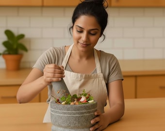 Natural Stone Chutney Grinder – Traditional Indian Sil Batta Mortar Pestle – Heavy Duty Khalbatta