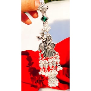 Radha Krishna German Silver Saree Waist Chain, Juda Keyring