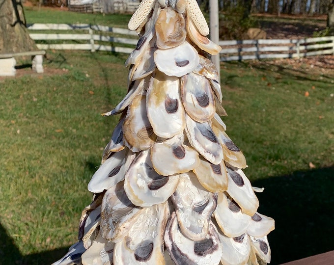 Extra Large Oyster Shell Tree, Rustic Coastal, Nautical Beach, Outer