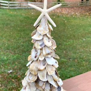 Oyster Shell Tree, Rustic Coastal, Nautical Beach, Outer Banks, Holiday Item, Handcrafted Christmas, Seashell Art, Wedding