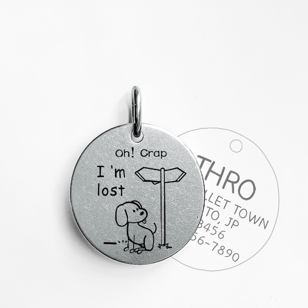 Hundemarke mit Gravur - Dog Tag, Personalisiert mit Name, ID Tag Namensschild für Halsband - Anhänger Marke für Hunde, Welpen & Katzen, 003