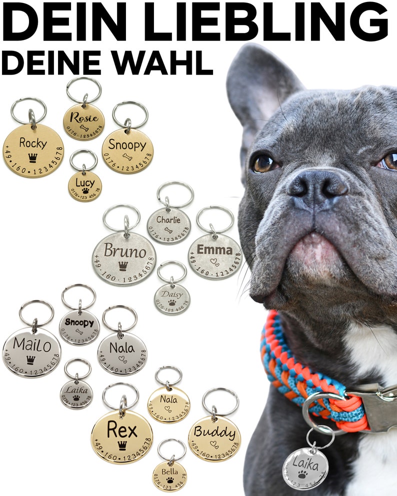 Dog ID Tag for Collar Tags For Dogs, Puppies & Cats Dog Tags Personalized for Pets with Name, Symbol, Phone Number, 001 image 2
