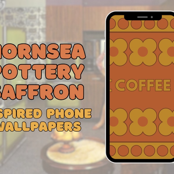 Vintage Hornsea Pottery Saffron Orange Inspired Phone Wallpaper | iPhone, Samsung, Android Wallpaper