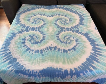 Blue and Aqua Swirl Tie-Dye Duvet Cover