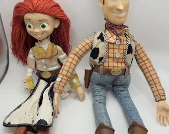 Vintage Thinkway Disney Woody Toy Story Room Guard & Vintage Jessie Doll See Des