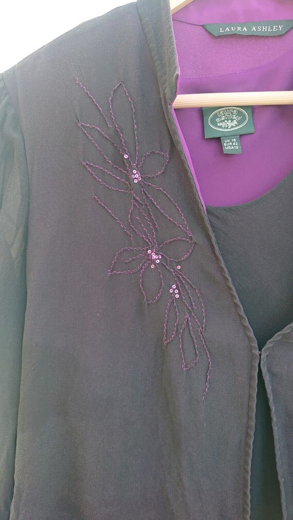 Laura Ashley Vintage Silk Embroidered Floral Dres… - image 5