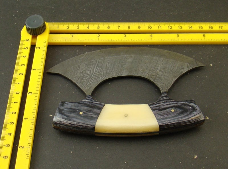 Damascus Steel Pizza Cutter Handmade Ulu Axe Etsy UK