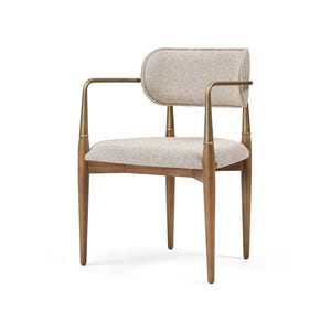Mid-Century Modern Armchair: Handmade Solid Wood & Brass Lounge Chair