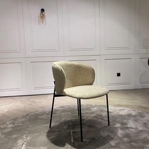 Contemporary Curved Dining Chair – Modern Upholstered Dining Chair – Elegant Modern Design – Custom Color Upholstery Available