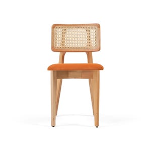 Modern Dining Chair – NaturelTouch Handmade Rattan Dining Chair – Solid Wood & Velvet Seat