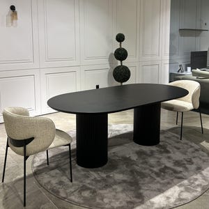 Solid Wood Oval Dining Table – Modern Minimalist Pedestal Table – Custom Handmade Luxury Dining Room Furniture