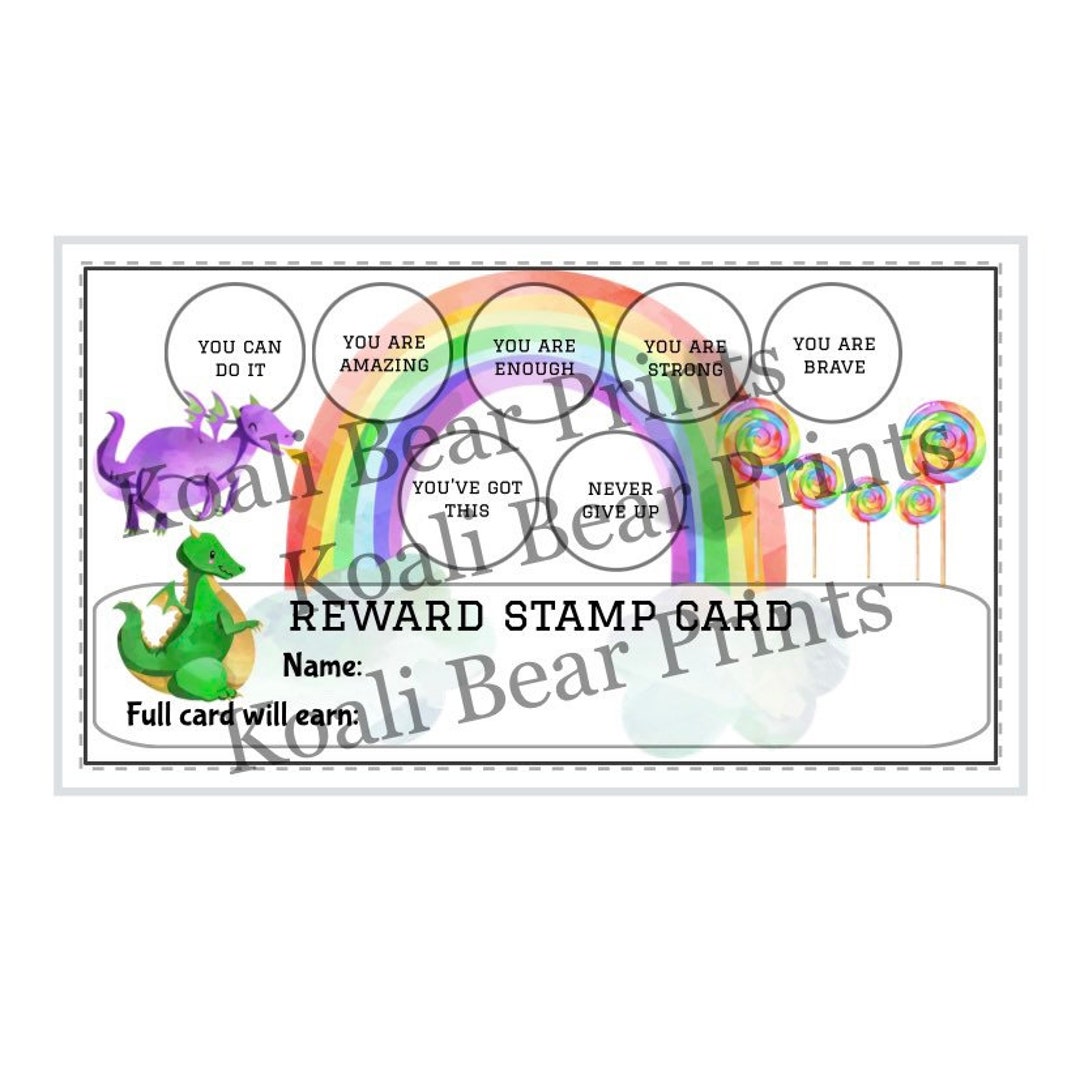 Dragon Reward Stamp Card: Printable Kids Chore Chart (digital Download ...