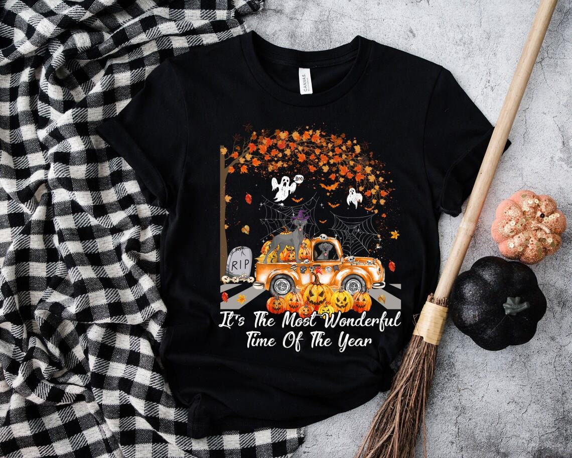 Discover It's The Most Wonderful Time Of The Year Great Dane Dog T-shirt/Dog On Pumpkins Truck Autumn Halloween/Great Dane Dog Shirt/Halloween Party