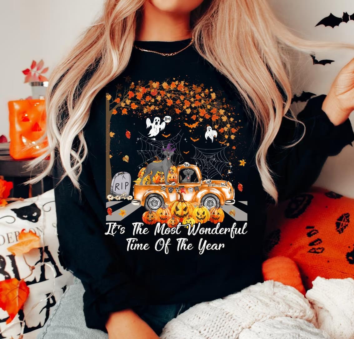 Discover It's The Most Wonderful Time Of The Year Great Dane Dog T-shirt/Dog On Pumpkins Truck Autumn Halloween/Great Dane Dog Shirt/Halloween Party