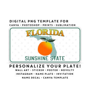 Personalized Florida License Plate Template: Custom Text, DIY Design (Digital Download)