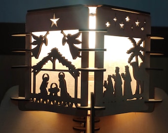 Christmas Nativity Lamp for decoration,  laser cut, Digital file, CDR, SVG, PDF, Dxf, Ai