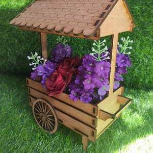 Flower cart wagon, spring 3D, SVG, Cdr, Pdf, Ai, Eps, Digital file, Laser cut, download