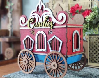 Candy Cart Wagon Laser Cut File | Svg Cdr Pdf EPS DXF | DIY Mini Wooden Candy Cart
