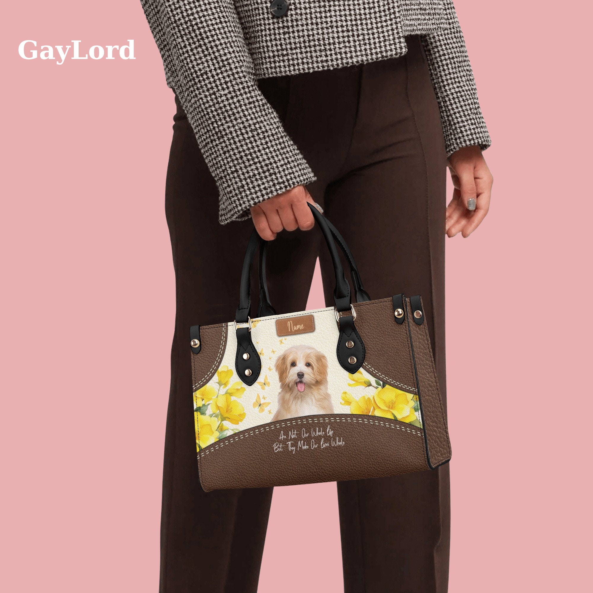 Personalized Dog Leather Bag, Dog Lover Handbag