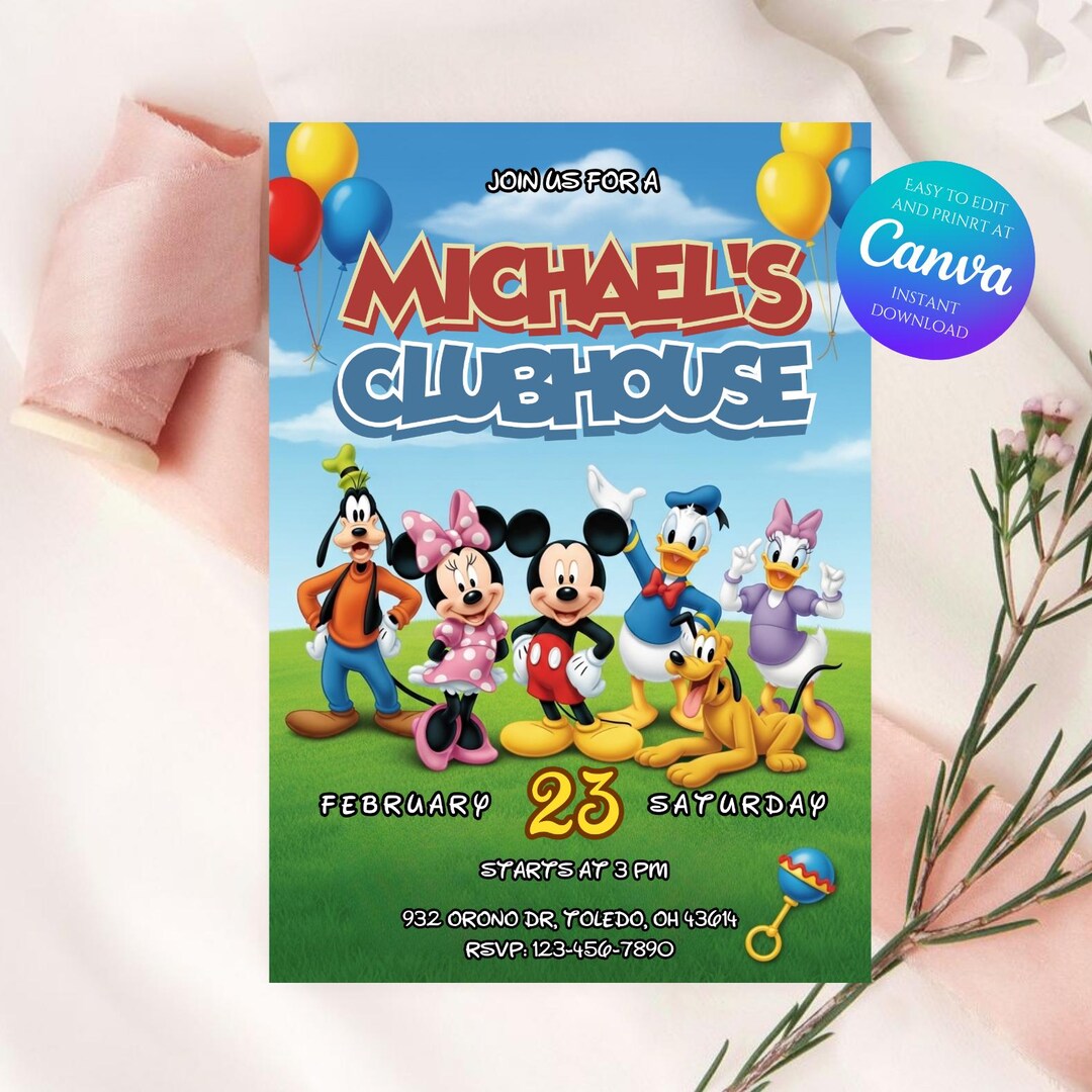 Editable Mickey Mouse Birthday Invitation Template – Digital Download ...
