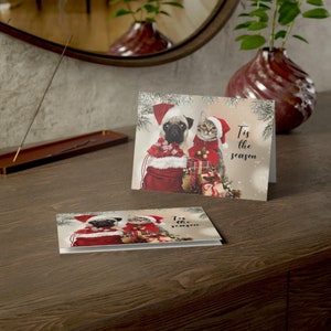 Hunde und Katzen Design - Weihnachtskarten Set
