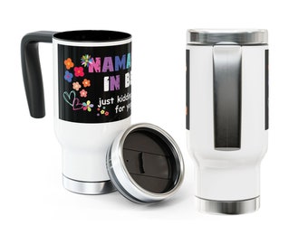 Taza de viaje de acero inoxidable con texto "Namaste en la cama", regalo divertido de yoga