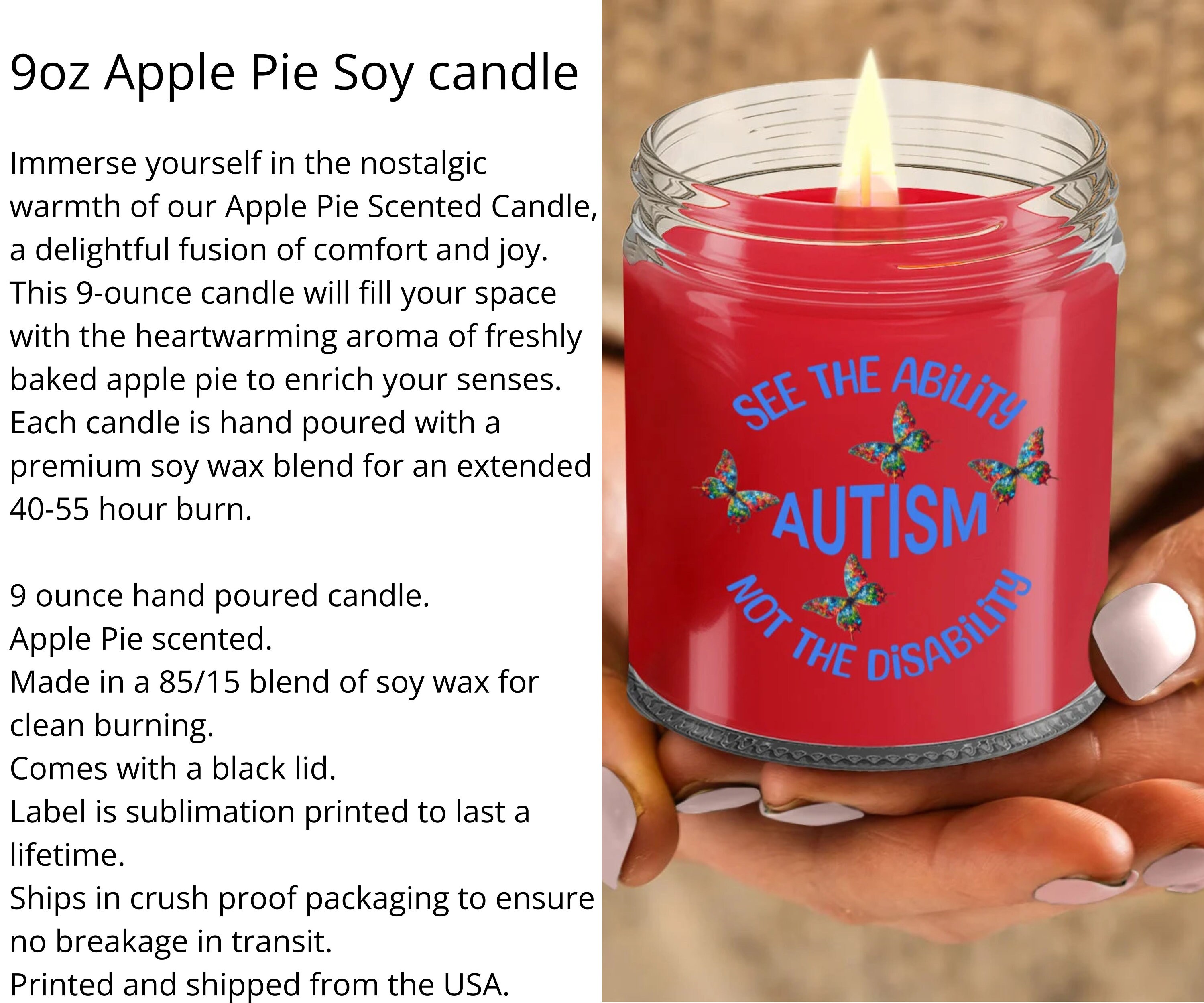 Autism Candle, Autism Awareness Month, Gift for Family Love and Support