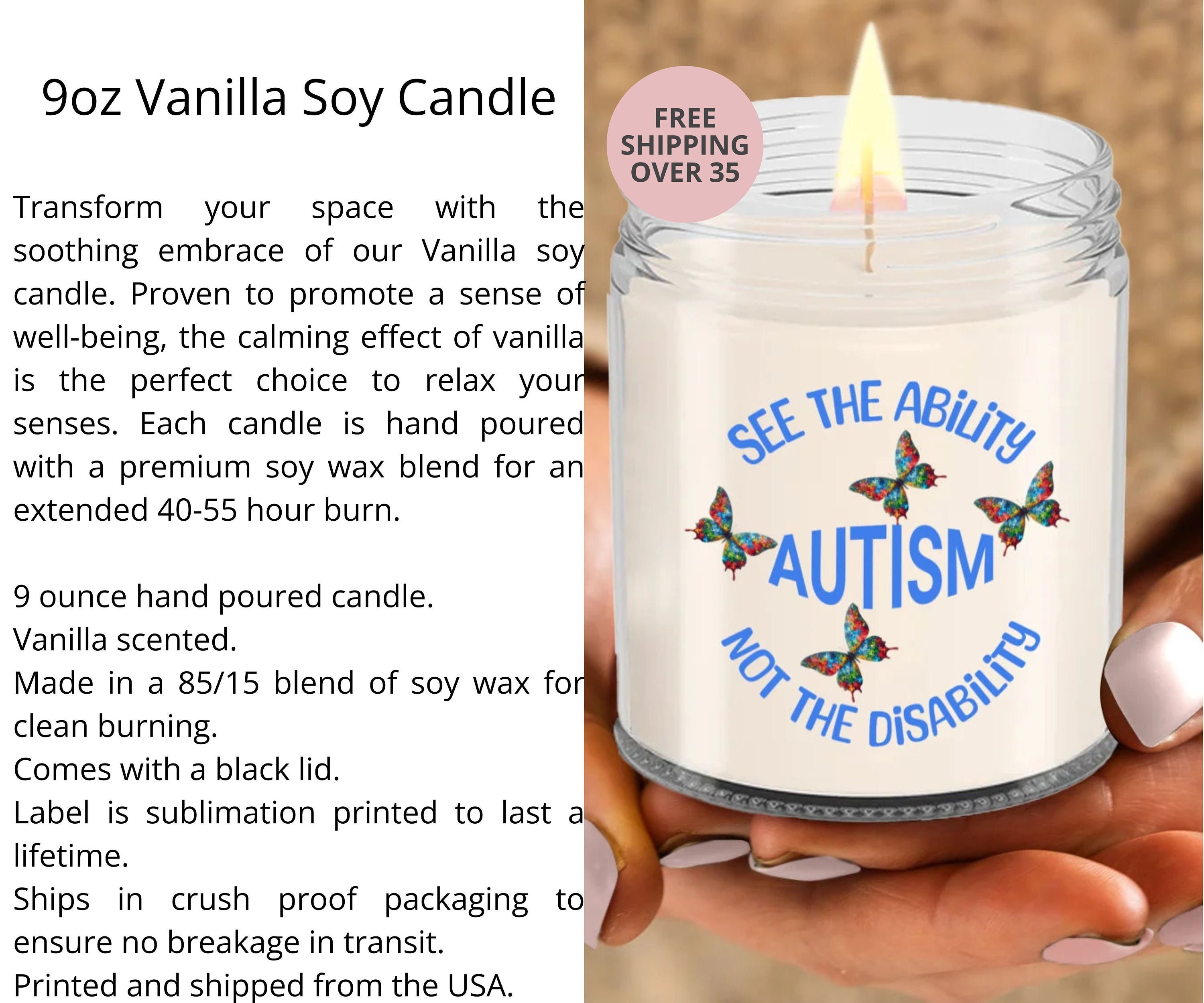 Autism Candle, Autism Awareness Month, Gift for Family Love and Support