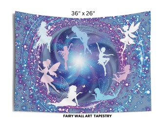 Colorful enchanted fairy wall tapestry