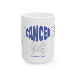 Zodiac Cancer Coffee Mug: Watercolor Astrology Horoscope, 15oz