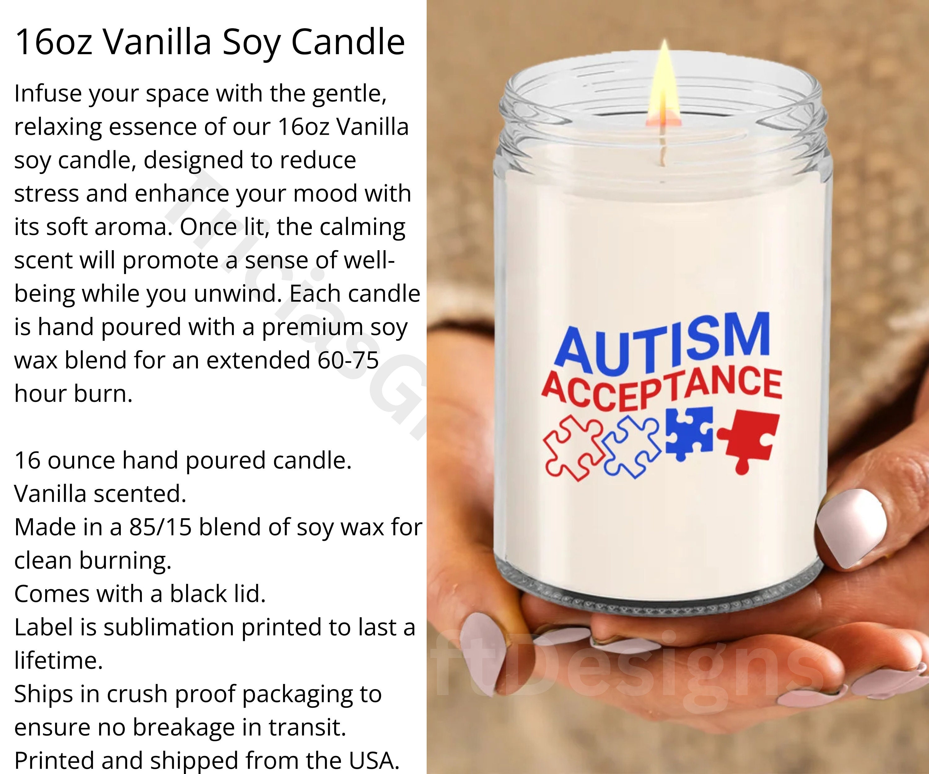Autism Acceptance Scented Candle, Autism Awareness Month, Family Love