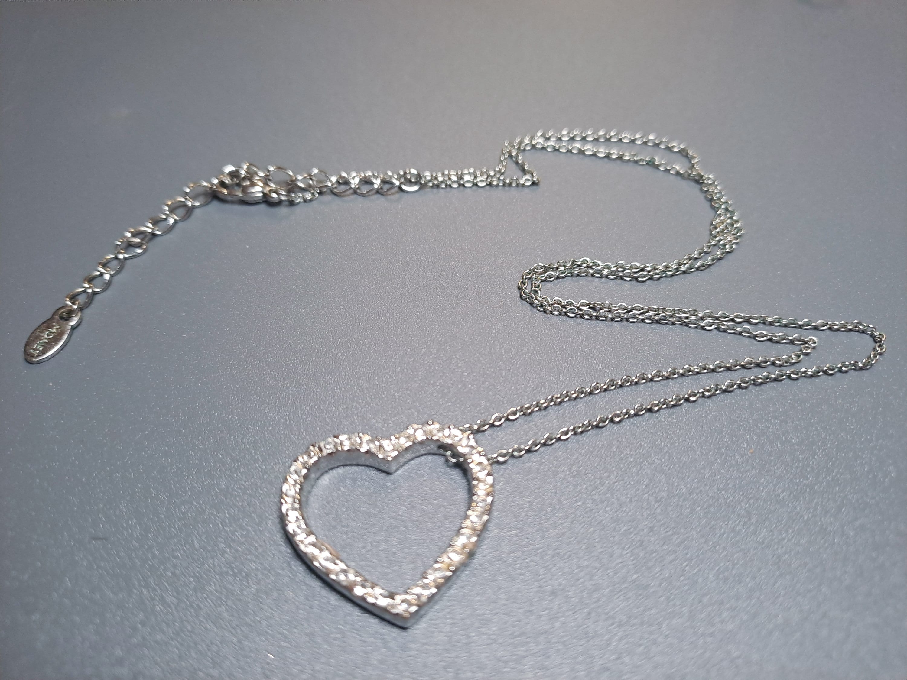 Crystal Heart Pendant Choker Necklace by Monet Vintag… - Gem