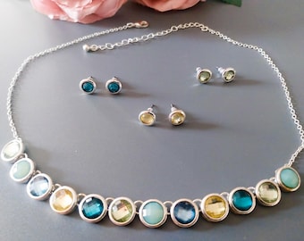 AVON Vintage Jewelry Set for Women | Colorful Rhinestone Jewelry Set