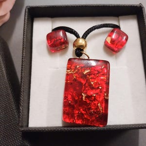 Conjunto de joyería con colgante y pendientes de cristal de Murano italiano para mujer.