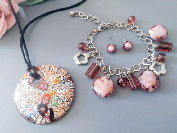 Murano Glass Pendant, Bracelet and Earrings Jewelries | Murano Glass Jewelry for Women