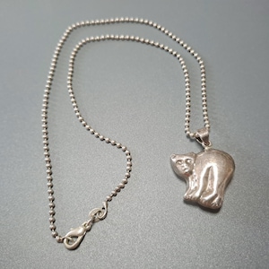 Italian Silver 925 Necklace with Cat Medal | Vintage Necklace for Woman
