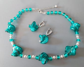 Murano Glass Necklace & Earrings Jewelry Set | Jewelry Set for Women