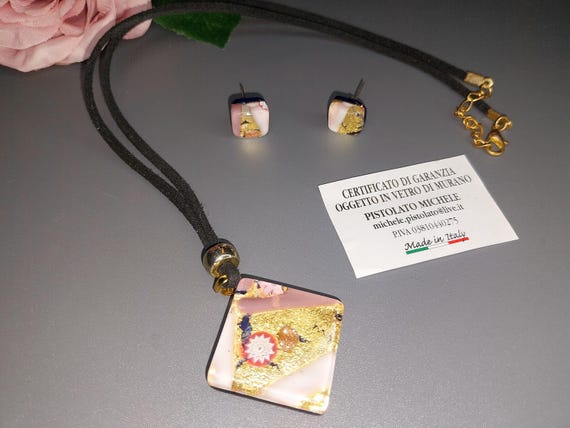 Murano Glass Pendant & Earrings Jewelry Set | Murano Glass Jewelry Set for Women