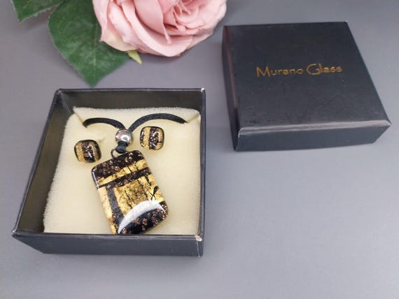 Murano Glass Pendant & Earrings Jewelry Set