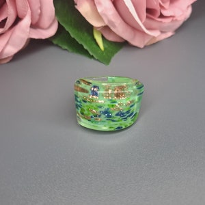 Murano Glass Ring | Green Murano Glass Ring | Ring for Her | Size: 7 1/2 US