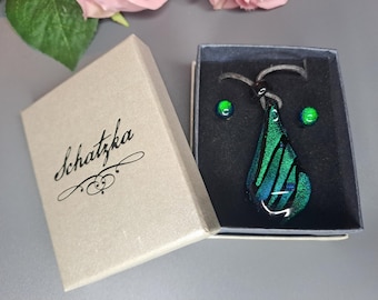 Unique & Handmade Murano Glass Pendant and Earrings Jewelry Set | Murano Glass Jewelry