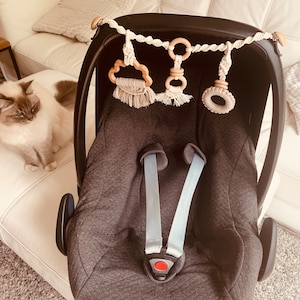 Wagenspanner Macrame Boho Maxi cosi ketting Kinderwagenketting Grijpspeelgoed Macrame Cadeau onder 20 euro Gift under 20 euro Baby Newborn