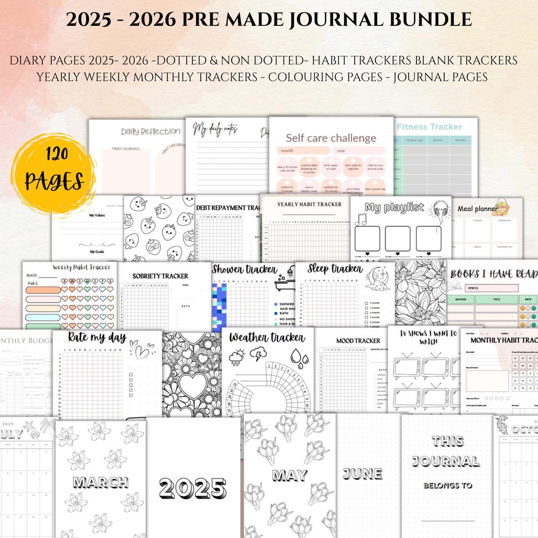 Printable Journal Bundle 2026: Self Care, Gratitude Journal, Daily ...